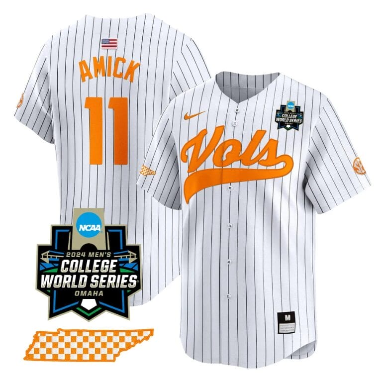 Billy Amick Jersey #11 Tennessee Volunteers 2024 College World Series Vapor Premier Limited NCAA Baseball Stitched Pinstripe