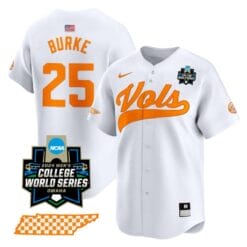 Blake Burke Jersey #25 Tennessee Volunteers 2024 College World Series Vapor Premier Limited NCAA Baseball Stitched White