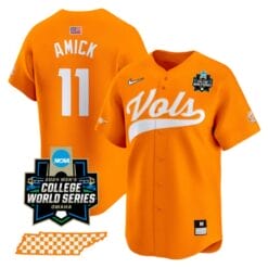Billy Amick Jersey #11 Tennessee Volunteers 2024 College World Series Vapor Premier Limited NCAA Baseball Stitched Orange