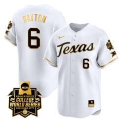Bella Dayton Jersey #6 Texas AM Aggies 2024 College World Series Patch Vapor Premier Limited NCAA Baseball Stitched White Gold