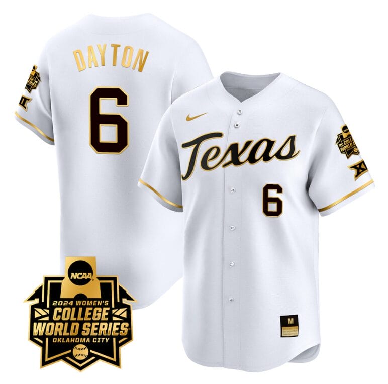 Bella Dayton Jersey #6 Texas AM Aggies 2024 College World Series Patch Vapor Premier Limited NCAA Baseball Stitched White Gold
