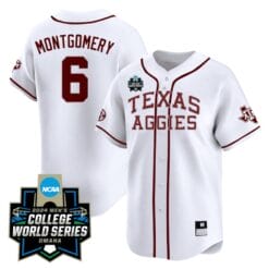 Braden Montgomery Jersey #6 Texas AM Aggies 2024 College World Series Vapor Premier Limited NCAA Baseball Stitched White Alternate