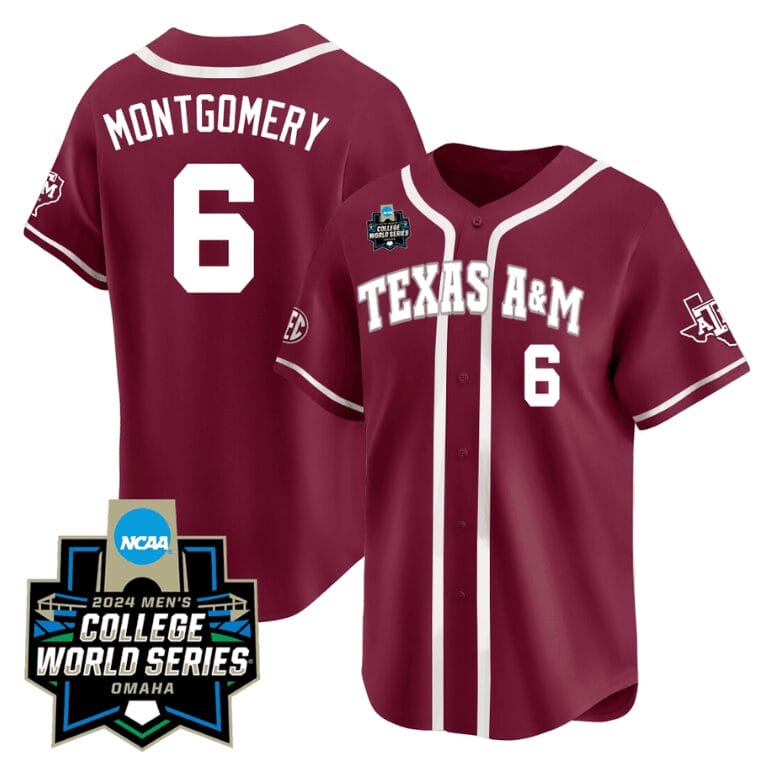 Braden Montgomery Jersey #6 Texas AM Aggies 2024 College World Series Vapor Premier Limited NCAA Baseball Stitched Maroon Alternate