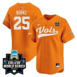 Blake Burke Jersey #25 Tennessee Volunteers 2024 College World Series Patch Vapor Premier Limited NCAA Baseball Stitched Orange