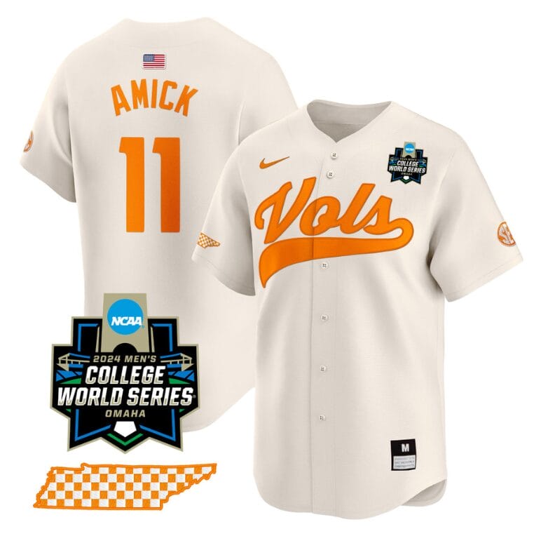 Billy Amick Jersey #11 Tennessee Volunteers 2024 College World Series Vapor Premier Limited NCAA Baseball Stitched Cream