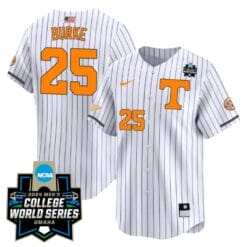 Blake Burke Jersey #25 Tennessee Volunteers 2024 College World Series Patch Vapor Premier Limited NCAA Baseball Stitched Pinstripe