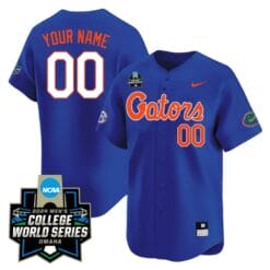Custom Florida Gators Jersey 2024 College World Series Vapor Premier Limited NCAA Baseball Stitched Gators Blue