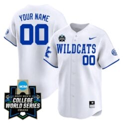Custom Kentucky Wildcats Jersey 2024 College World Series Vapor Premier Limited NCAA Baseball Stitched Wildcats White