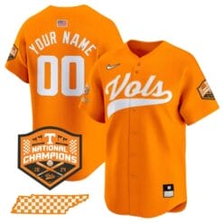 Custom Tennessee Volunteers Baseball Jersey Name and Number 2024 Champions Vapor Premier Limited Orange