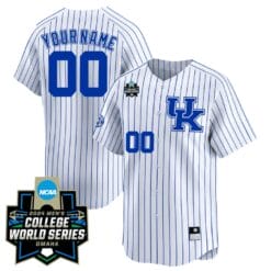Custom Kentucky Wildcats Jersey 2024 College World Series Vapor Premier Limited NCAA Baseball Stitched White Pinstripe
