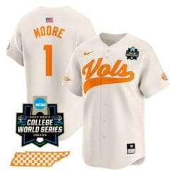 Christian Moore Jersey #1 TeChristian Moore Jersey #1 Tennessee Volunteers 2024 College World Series Vapor Premier Limited NCAA Baseball Stitched Creamnnessee Volunteers 2024 College World Series Vapor Premier Limited NCAA Baseball Stitched Cream