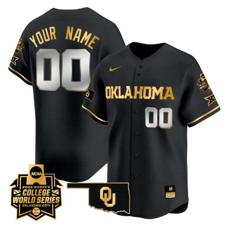 Custom Oklahoma Sooners Jersey 2024 College World Series Vapor Premier Limited NCAA Baseball Stitched Black Gold