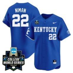 Dom Niman Jersey #22 Kentucky Wildcats 2024 College World Series Vapor Premier Limited NCAA Baseball Stitched Blue