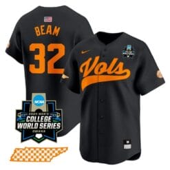 Drew Beam Jersey #32 Tennessee Volunteers 2024 College World Series Vapor Premier Limited NCAA Baseball Stitched Black