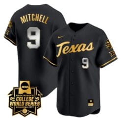Joley Mitchell Jersey #9 Texas AM Aggies 2024 College World Series Patch Vapor Premier Limited NCAA Baseball Stitched Black Gold