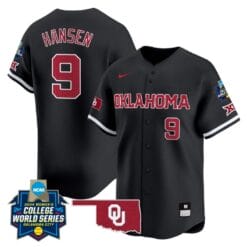 Kinzie Hansen Jersey #9 Oklahoma Sooners 2024 College World Series Patch Vapor Premier Limited NCAA Baseball Stitched Black