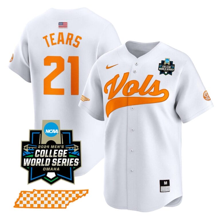 Kavares Tears Jersey #21 Tennessee Volunteers 2024 College World Series Vapor Premier Limited NCAA Baseball Stitched White