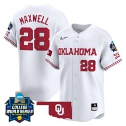 Kelly Maxwell Jersey #28 Oklahoma Sooners 2024 College World Series Patch Vapor Premier Limited NCAA Baseball Stitched White