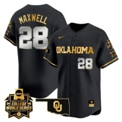 Kelly Maxwell Jersey #28 Oklahoma Sooners 2024 College World Series Patch Vapor Premier Limited NCAA Baseball Stitched Black Gold