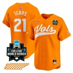 Kavares Tears Jersey #21 Tennessee Volunteers 2024 College World Series Vapor Premier Limited NCAA Baseball Stitched Orange