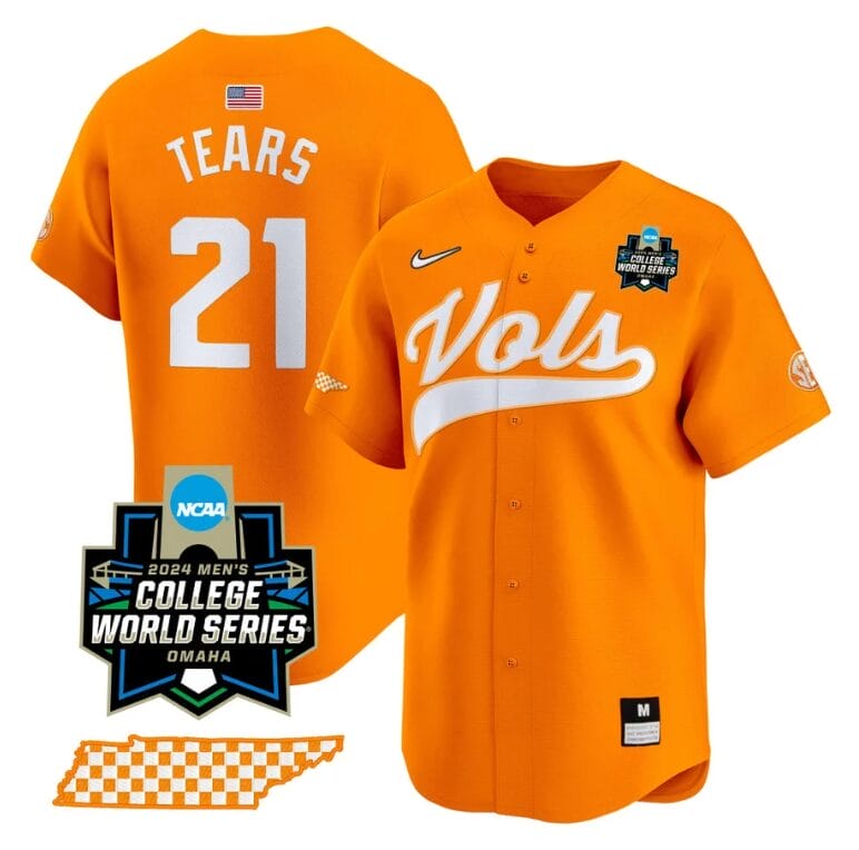 Kavares Tears Jersey #21 Tennessee Volunteers 2024 College World Series Vapor Premier Limited NCAA Baseball Stitched Orange