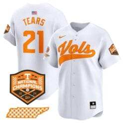 Kavares Tears Jersey #21 Tennessee Volunteers Baseball 2024 Champions Vapor Premier Limited White