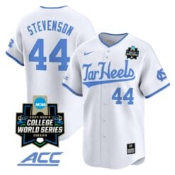 Luke Stevenson Jersey #44 North Carolina Tar Heels 2024 College World Series Vapor Premier Limited NCAA Baseball Stitched White