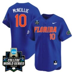 Luke Mcneillie Jersey #10 Florida Gators 2024 College World Series Vapor Premier Limited NCAA Baseball Stitched Florida Blue