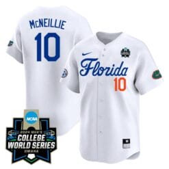 Luke Mcneillie Jersey #10 Florida Gators 2024 College World Series Vapor Premier Limited NCAA Baseball Stitched Florida White