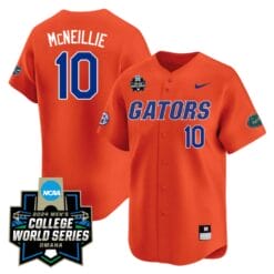 Luke Mcneillie Jersey #10 Florida Gators 2024 College World Series Vapor Premier Limited NCAA Baseball Stitched Gators Orange