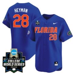 Luke Heyman Jersey #28 Florida Gators 2024 College World Series Vapor Premier Limited NCAA Baseball Stitched Florida Blue