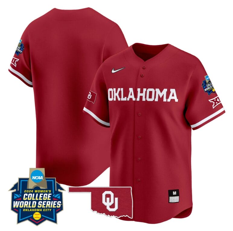 Oklahoma Sooners Team Jersey 2024 College World Series Patch Vapor Premier Limited NCAA Baseball Stitched Crimson