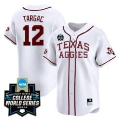 Rayan Targac Jersey #12 Texas AM Aggies 2024 College World Series Vapor Premier Limited NCAA Baseball Stitched White Alternate