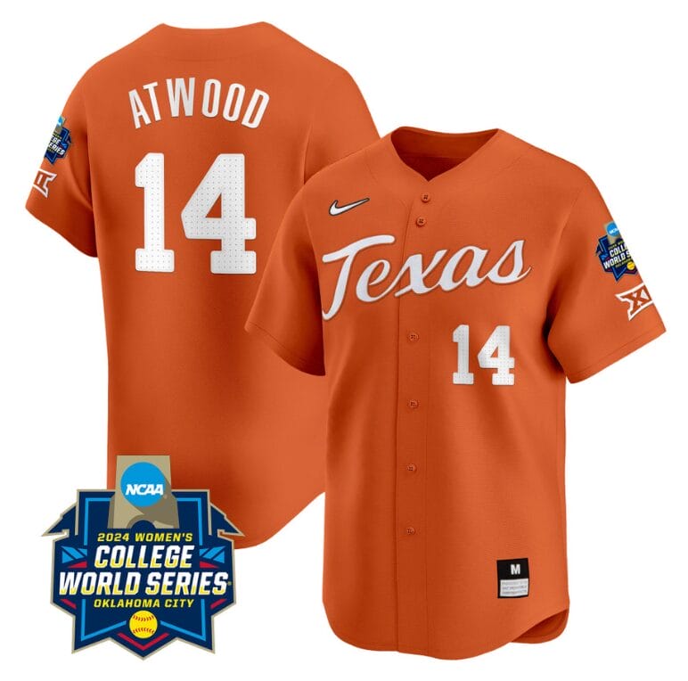 Reese Atwood Jersey #14 Texas AM Aggies 2024 College World Series Patch Vapor Premier Limited NCAA Baseball Stitched Orange