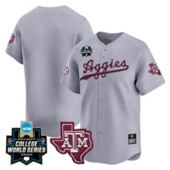 Texas AM Aggies Team Jersey 2024 College World Series Vapor Premier Limited NCAA Baseball Stitched Gray