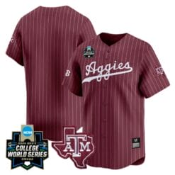 Texas AM Aggies Team Jersey 2024 College World Series Vapor Premier Limited NCAA Baseball Stitched Maroon Stripe