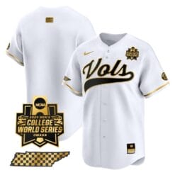 Tennessee Volunteers Team Jersey 2024 College World Series Vapor Premier Limited NCAA Baseball Stitched White Gold
