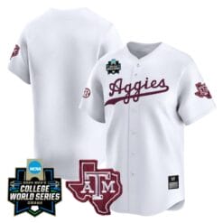 Texas AM Aggies Team Jersey 2024 College World Series Vapor Premier Limited NCAA Baseball Stitched White