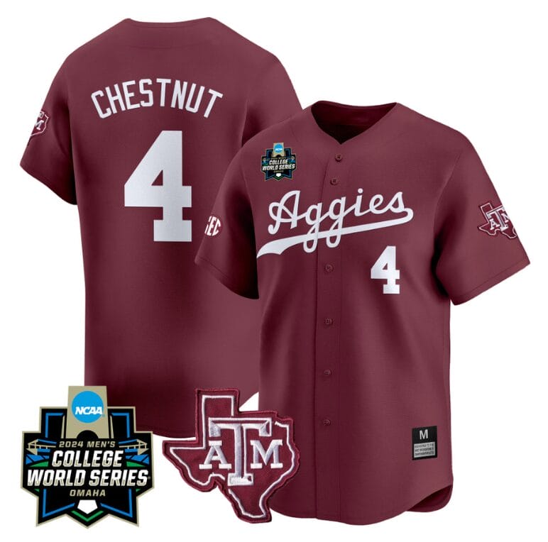 Travis Chestnut Jersey #4 Texas AM Aggies 2024 College World Series Vapor Premier Limited NCAA Baseball Stitched Maroon