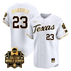 Viviana Martinez Jersey #23 Texas AM Aggies 2024 College World Series Patch Vapor Premier Limited NCAA Baseball Stitched White Gold