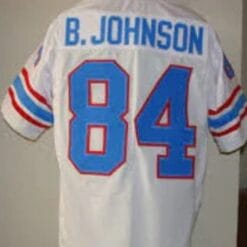 Billy White Shoes Johnson Jersey Houston Oilers Custom Throwback Football White