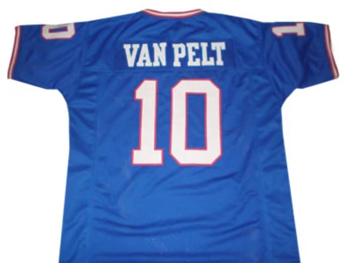 Brad Van Pelt Jersey New York Giants Custom Throwback Football Blue