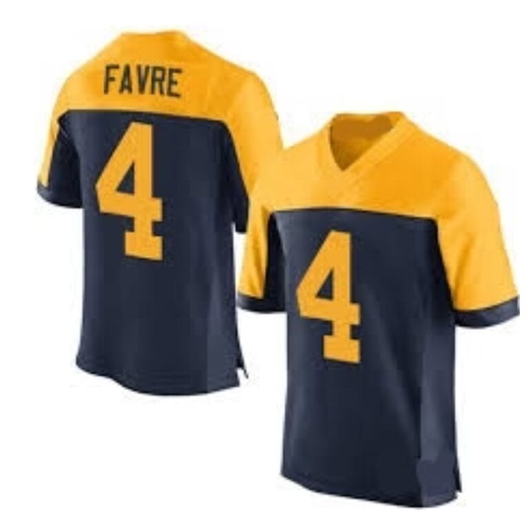 Brett Favre Jersey Green Bay Packers Custom Throwback Football Blue and Gold
