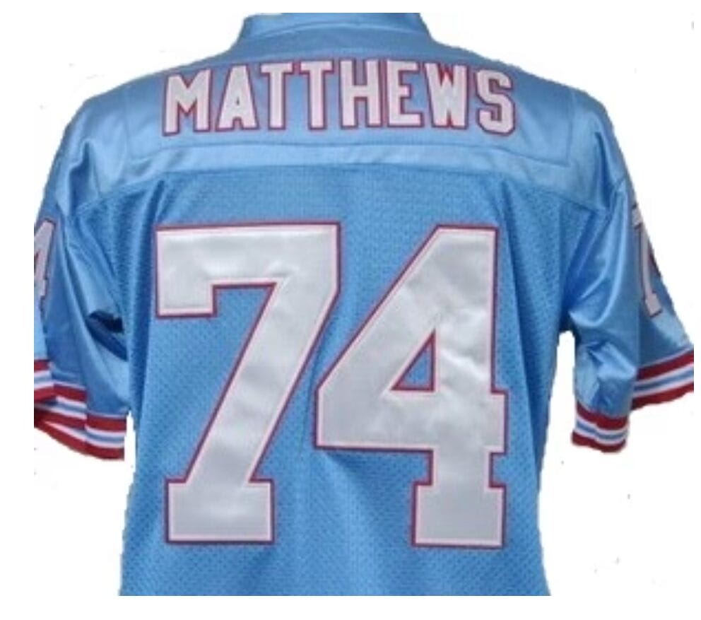 Bruce Matthews Jersey Houston Oilers Custom Throwback Football Blue