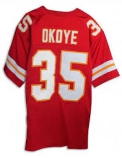 Christian Okoye Jersey Kansas City Chiefs Custom Throwback Football Red