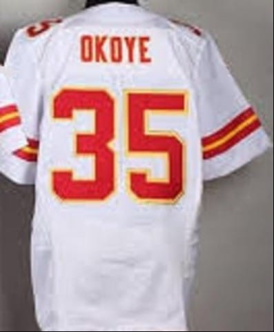 Christian Okoye Jersey Kansas City Chiefs Custom Throwback Football White