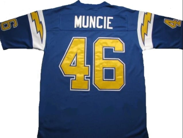 Chuck Muncie Jersey San Diego Chargers Custom Throwback Football Blue