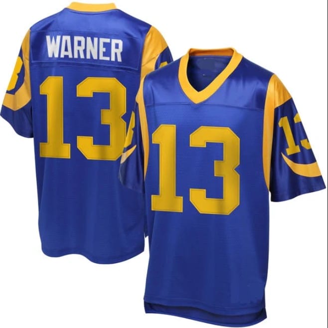 Curt Warner Jersey Los Angeles Rams Custom Throwback Football Blue