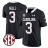 Juice Wells Jersey #3 South Carolina Gamecocks Football 1980 Throwback Vapor Limited SEC Patch Black