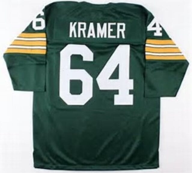 Jerry Kramer Jersey Green Bay Packers Long Sleeve Vintage Style Custom Throwback Football